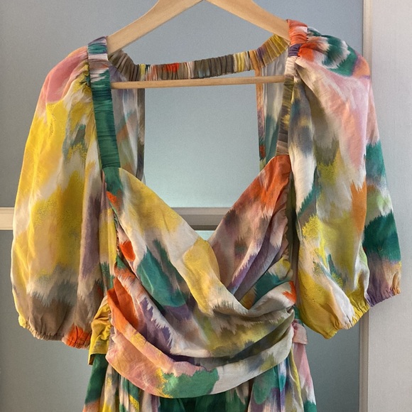 ANTHROPOLOGIE rainbow abstract print party dress, size medium - Picture 5 of 14